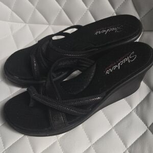 Skechers Black Women's Wedge Sandals